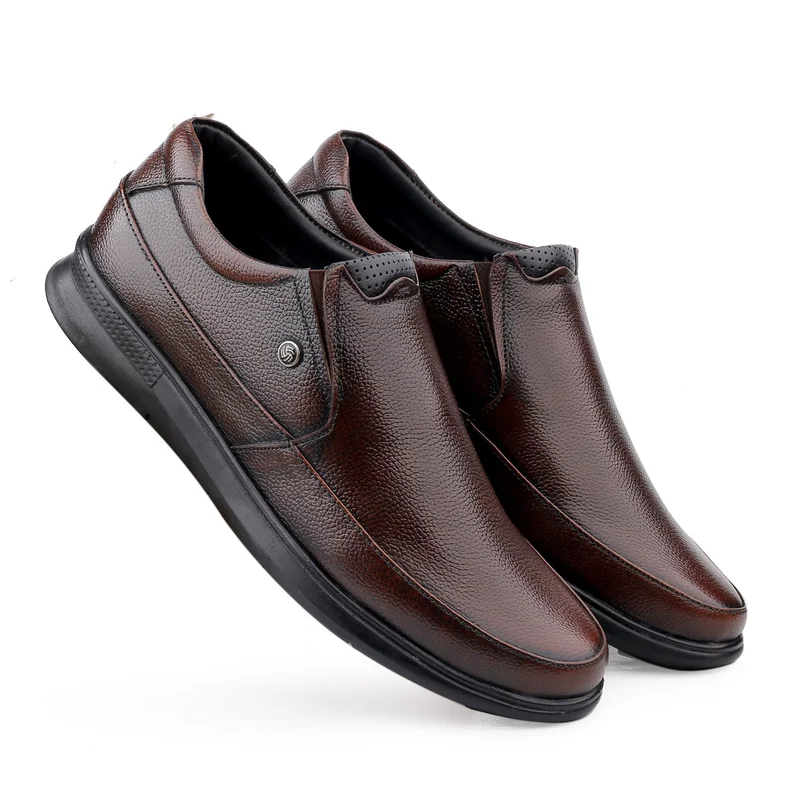 Bacca Bucci Brown Leather Office Slip-ons Formal Shoes for Men | Best Price UAE